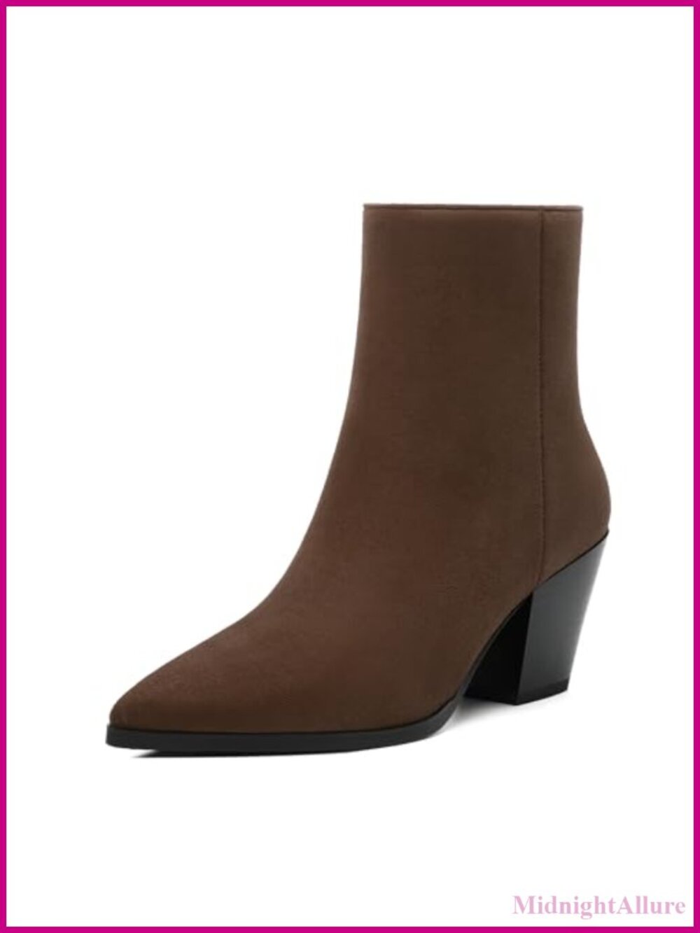 Womens Ankle Boots Chunky Low Heel Pointed Toe Suede Booties